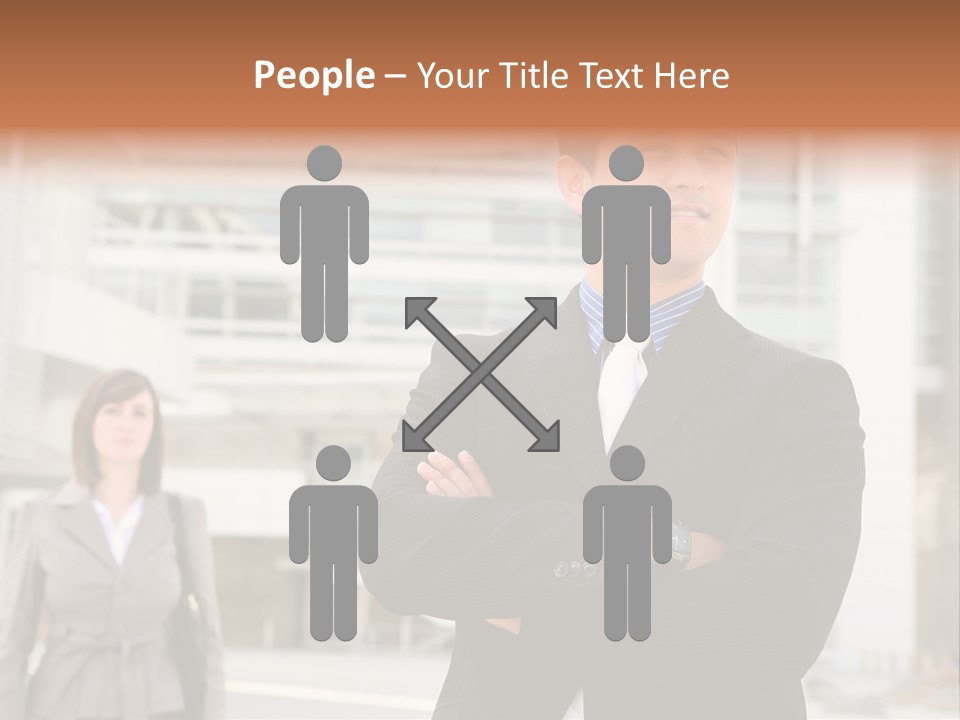 A Man In A Suit Standing With His Arms Crossed PowerPoint Template