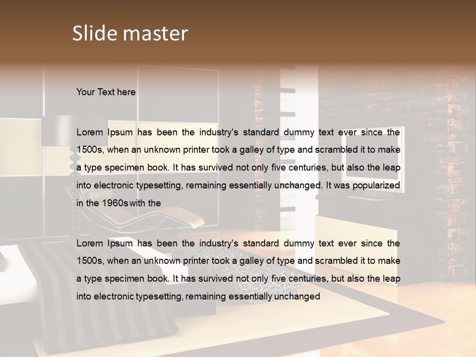 A Bedroom With A Brick Wall And A Television PowerPoint Template