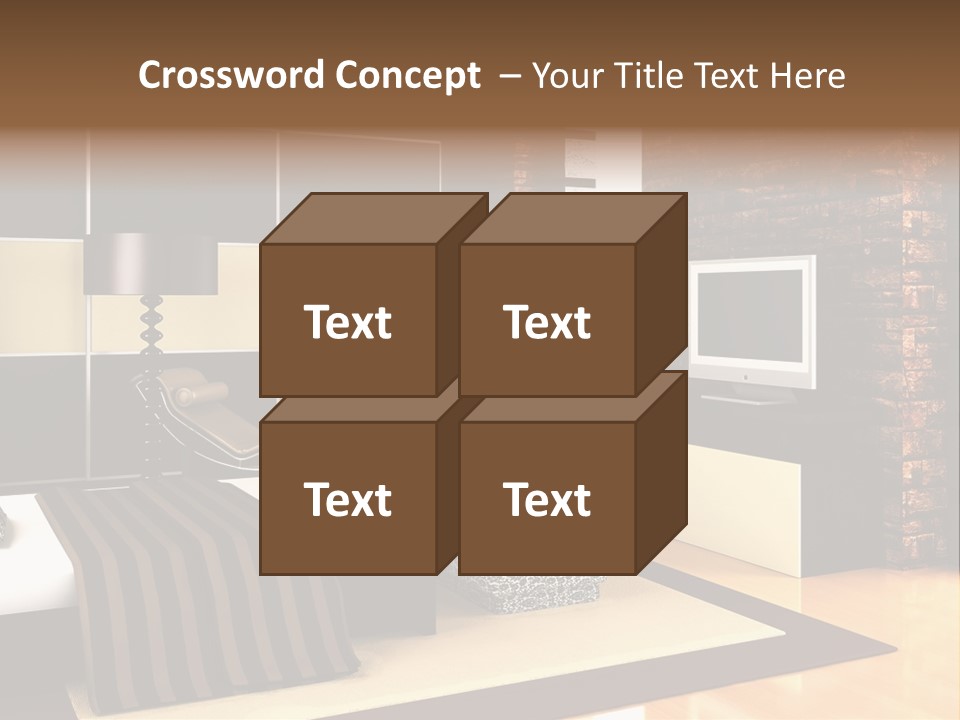 A Bedroom With A Brick Wall And A Television PowerPoint Template