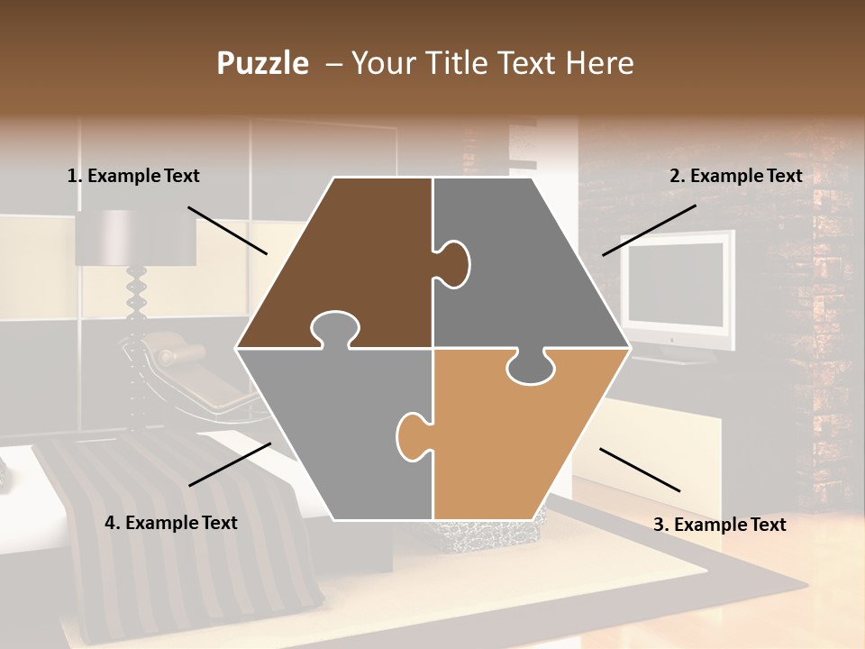 A Bedroom With A Brick Wall And A Television PowerPoint Template