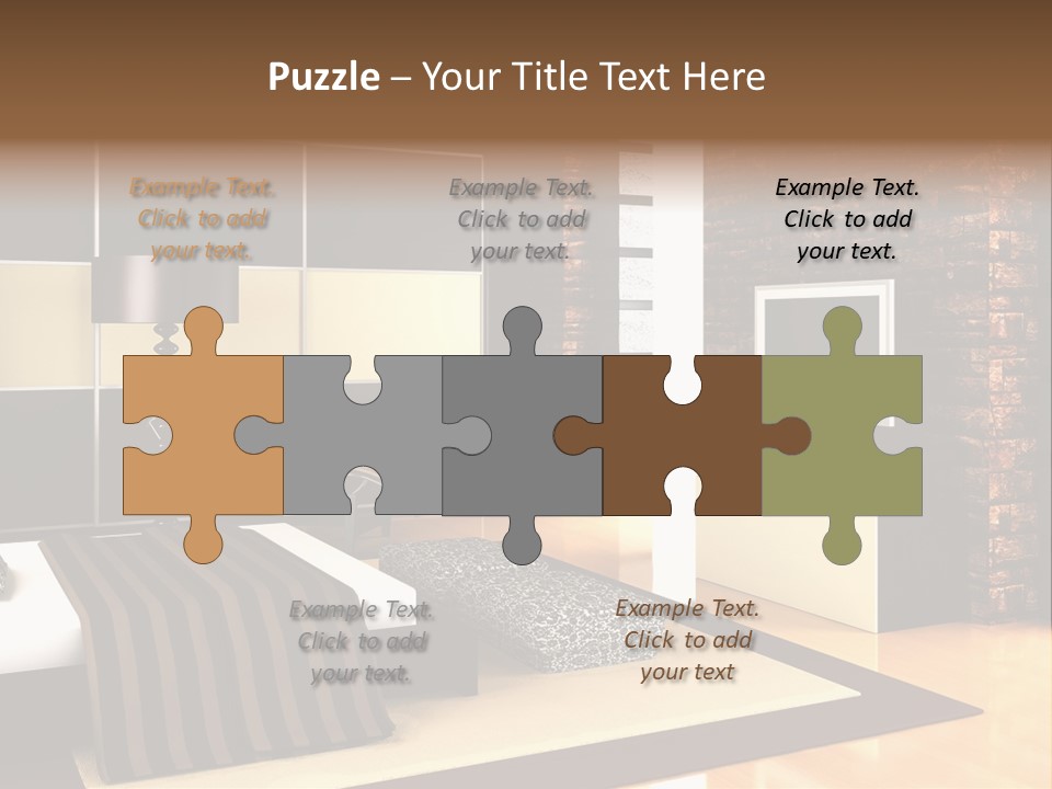 A Bedroom With A Brick Wall And A Television PowerPoint Template