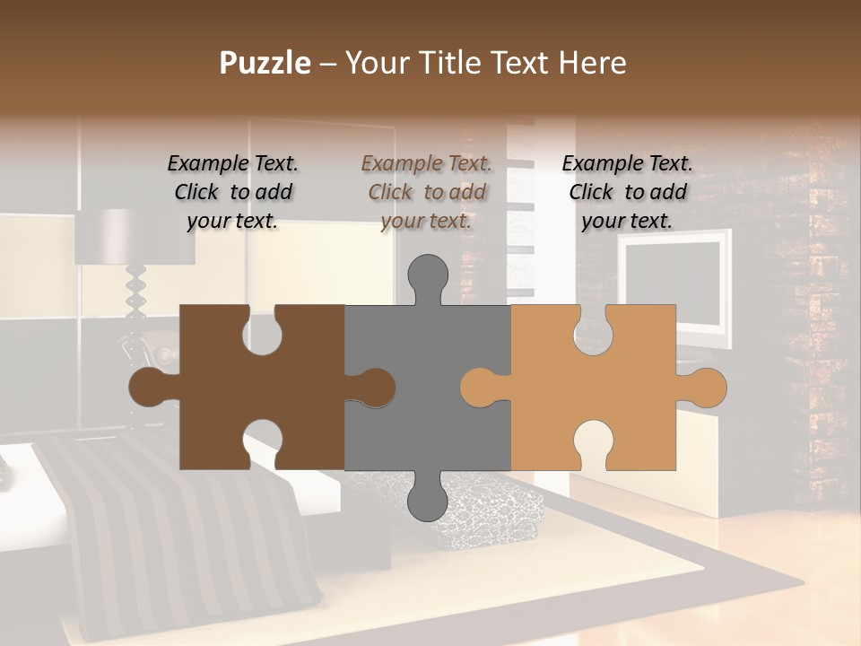 A Bedroom With A Brick Wall And A Television PowerPoint Template