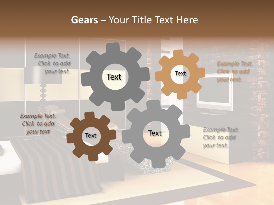 A Bedroom With A Brick Wall And A Television PowerPoint Template