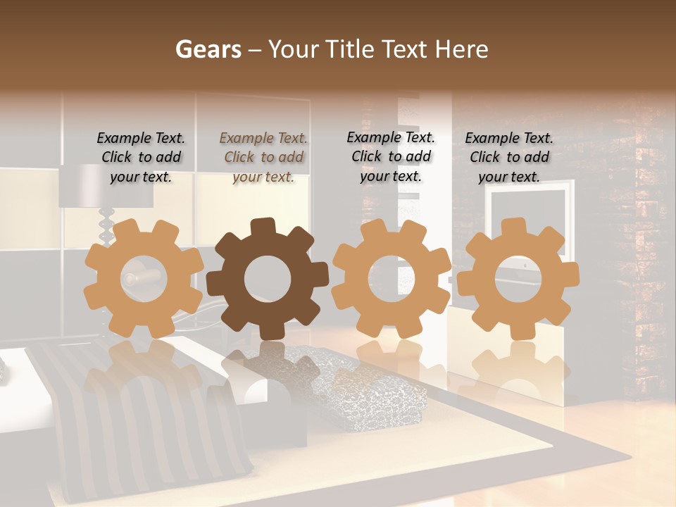 A Bedroom With A Brick Wall And A Television PowerPoint Template