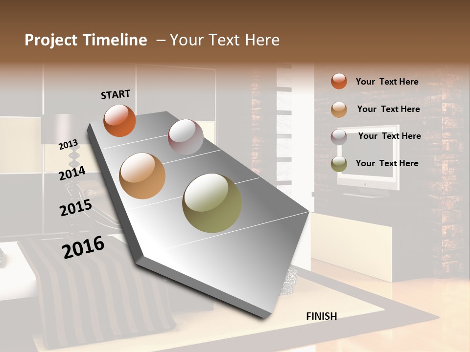 A Bedroom With A Brick Wall And A Television PowerPoint Template