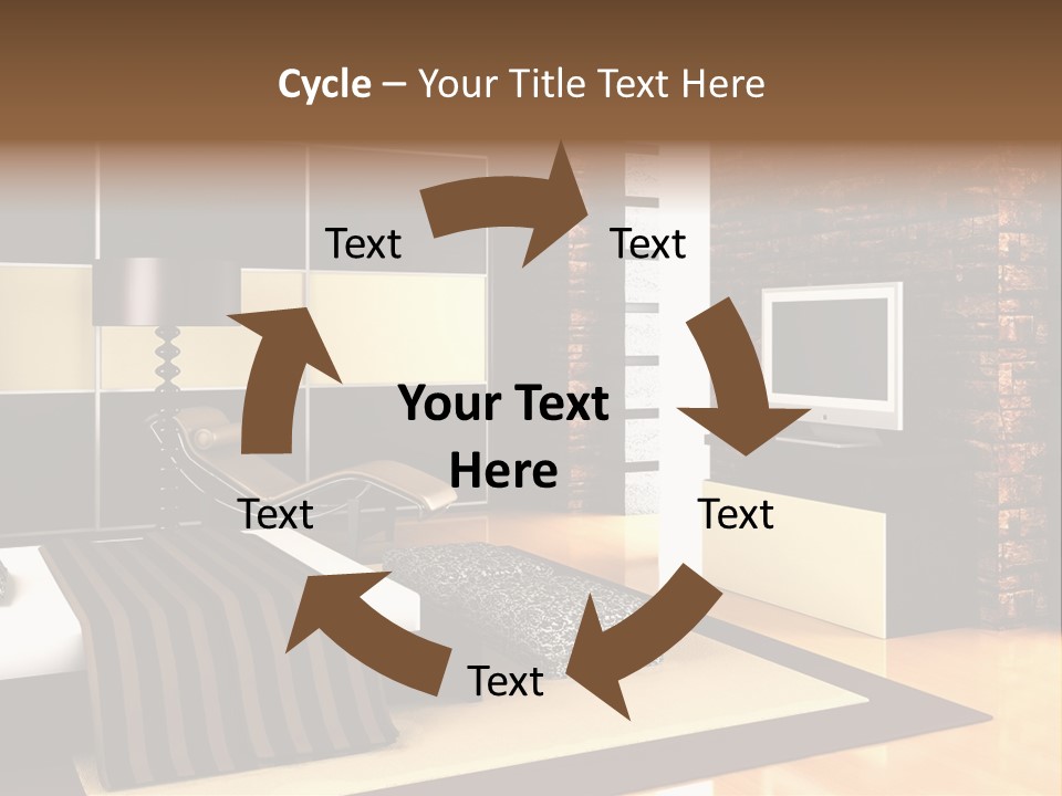 A Bedroom With A Brick Wall And A Television PowerPoint Template