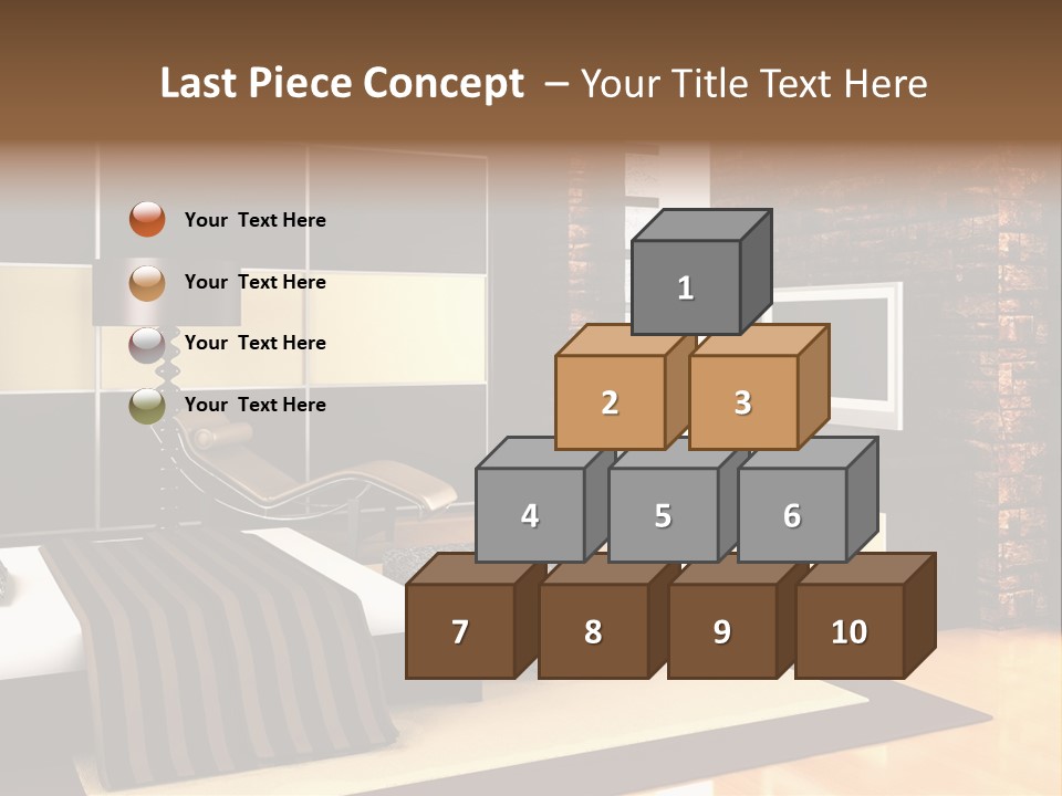 A Bedroom With A Brick Wall And A Television PowerPoint Template