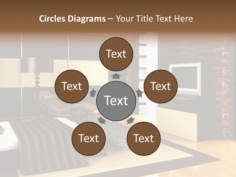 A Bedroom With A Brick Wall And A Television PowerPoint Template