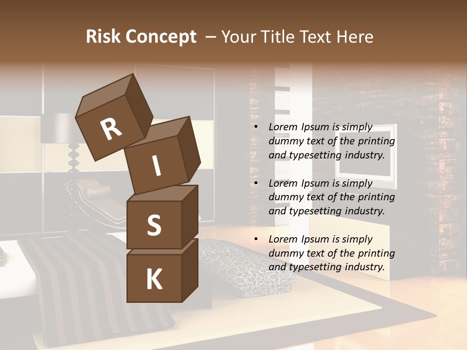 A Bedroom With A Brick Wall And A Television PowerPoint Template