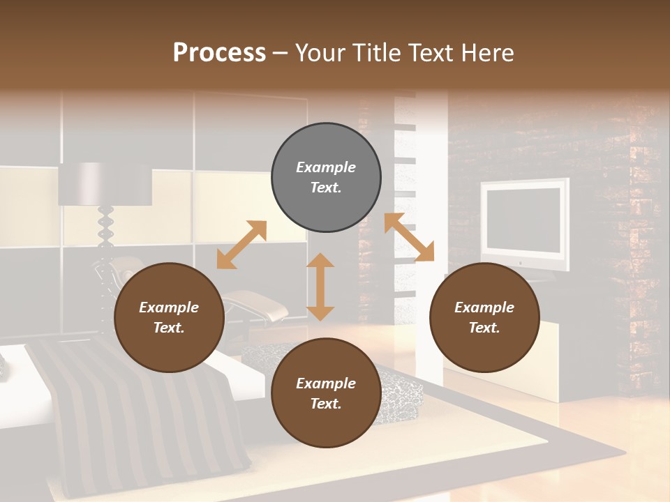 A Bedroom With A Brick Wall And A Television PowerPoint Template