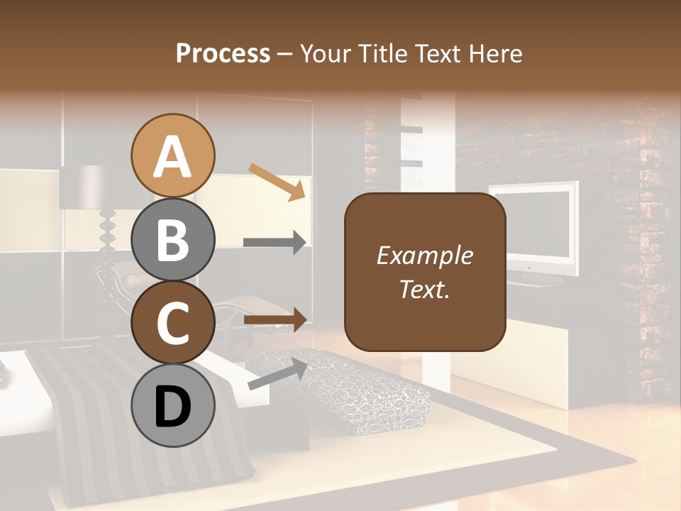A Bedroom With A Brick Wall And A Television PowerPoint Template