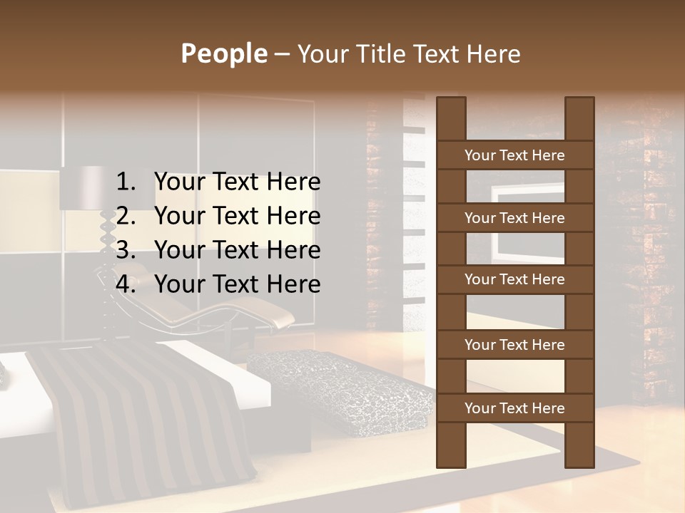 A Bedroom With A Brick Wall And A Television PowerPoint Template