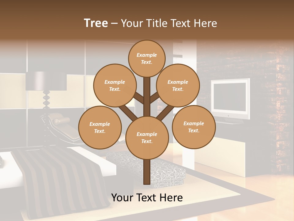 A Bedroom With A Brick Wall And A Television PowerPoint Template