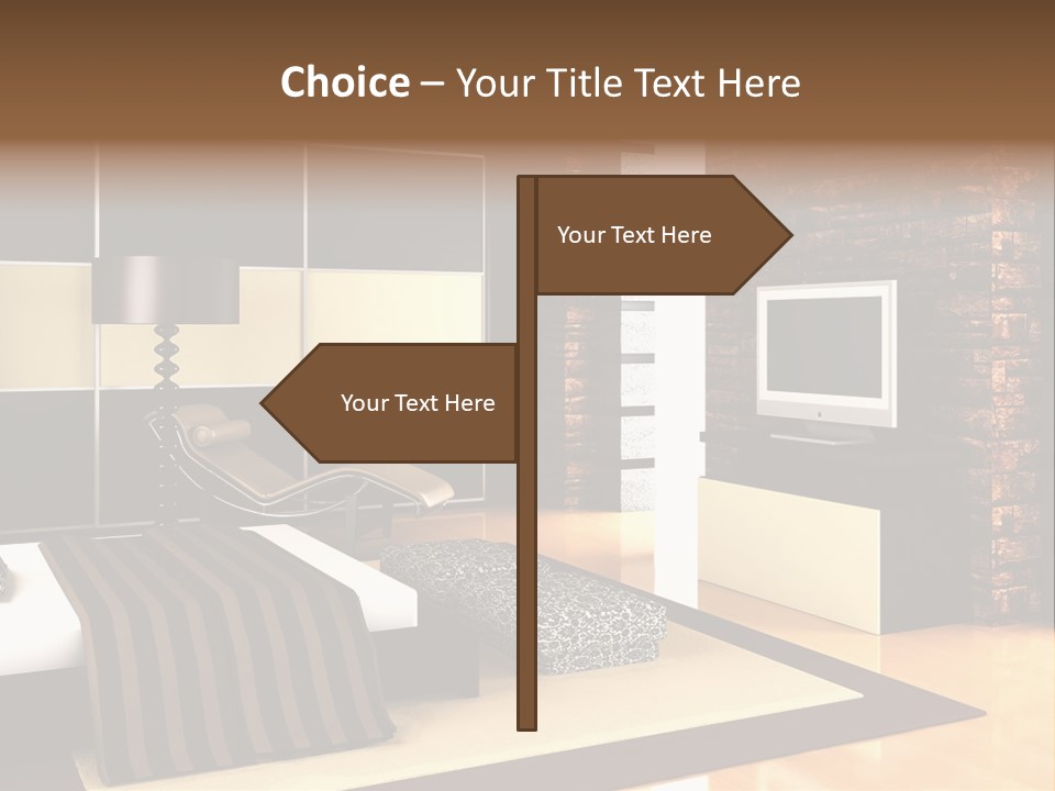 A Bedroom With A Brick Wall And A Television PowerPoint Template