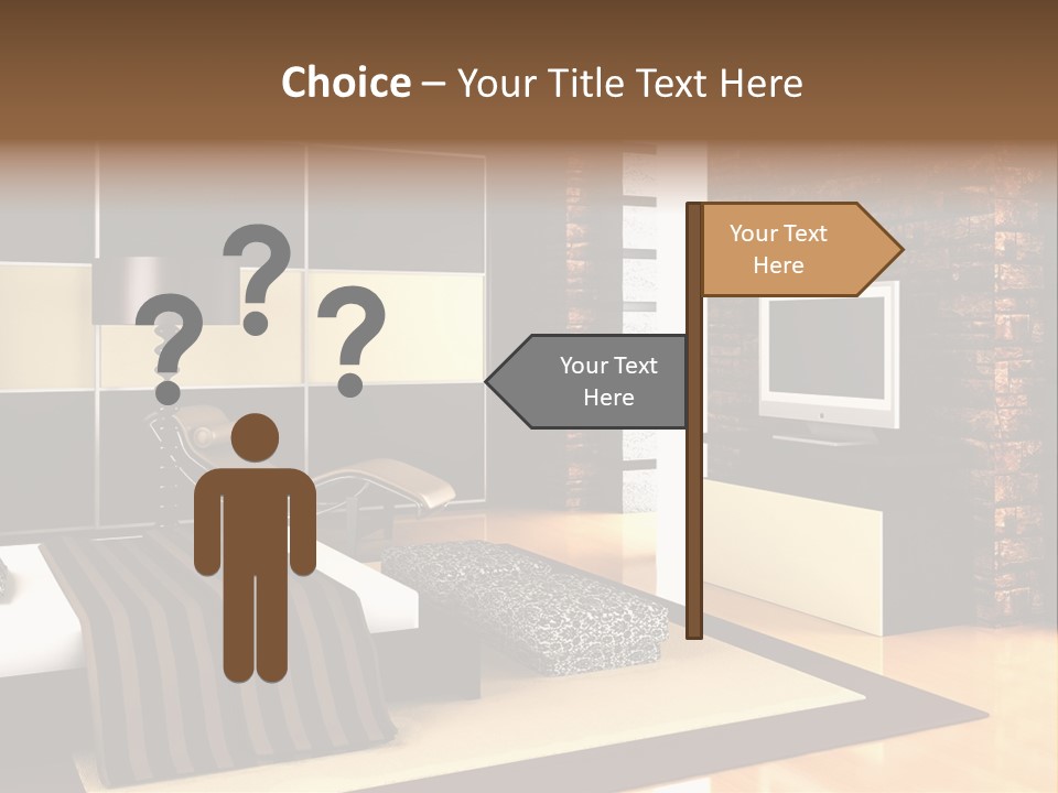 A Bedroom With A Brick Wall And A Television PowerPoint Template