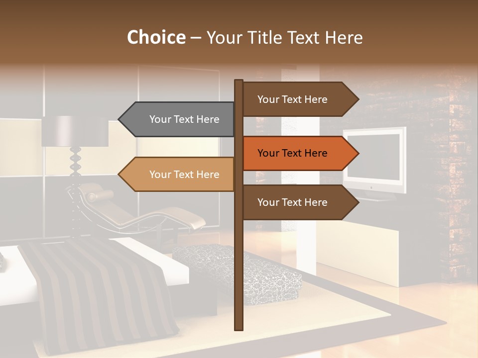 A Bedroom With A Brick Wall And A Television PowerPoint Template