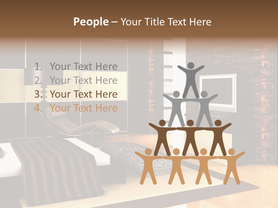 A Bedroom With A Brick Wall And A Television PowerPoint Template