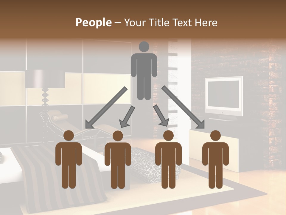 A Bedroom With A Brick Wall And A Television PowerPoint Template