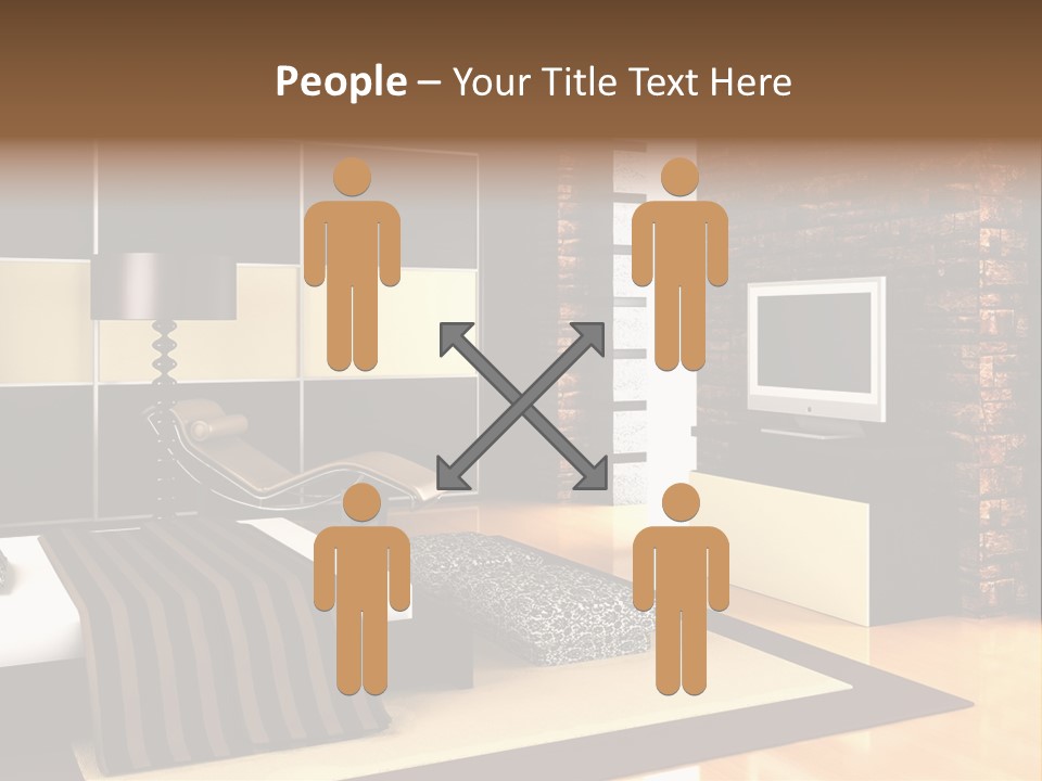 A Bedroom With A Brick Wall And A Television PowerPoint Template