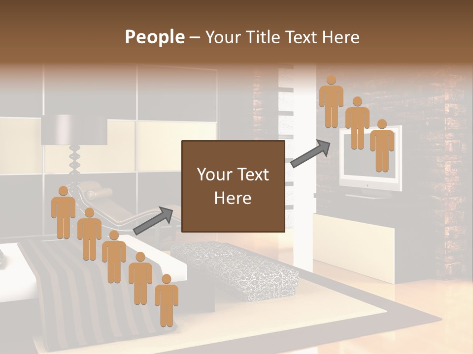 A Bedroom With A Brick Wall And A Television PowerPoint Template