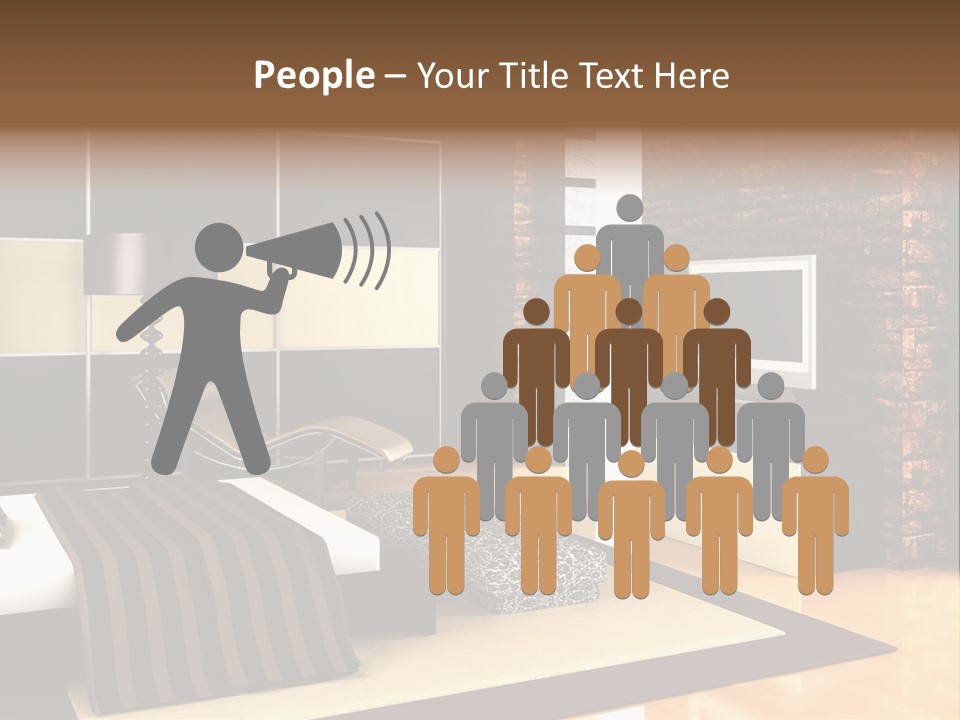 A Bedroom With A Brick Wall And A Television PowerPoint Template