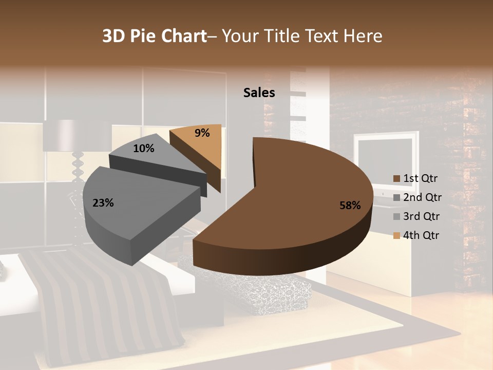 A Bedroom With A Brick Wall And A Television PowerPoint Template