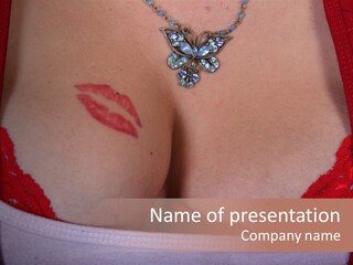 Lips Tattoo Red PowerPoint Template