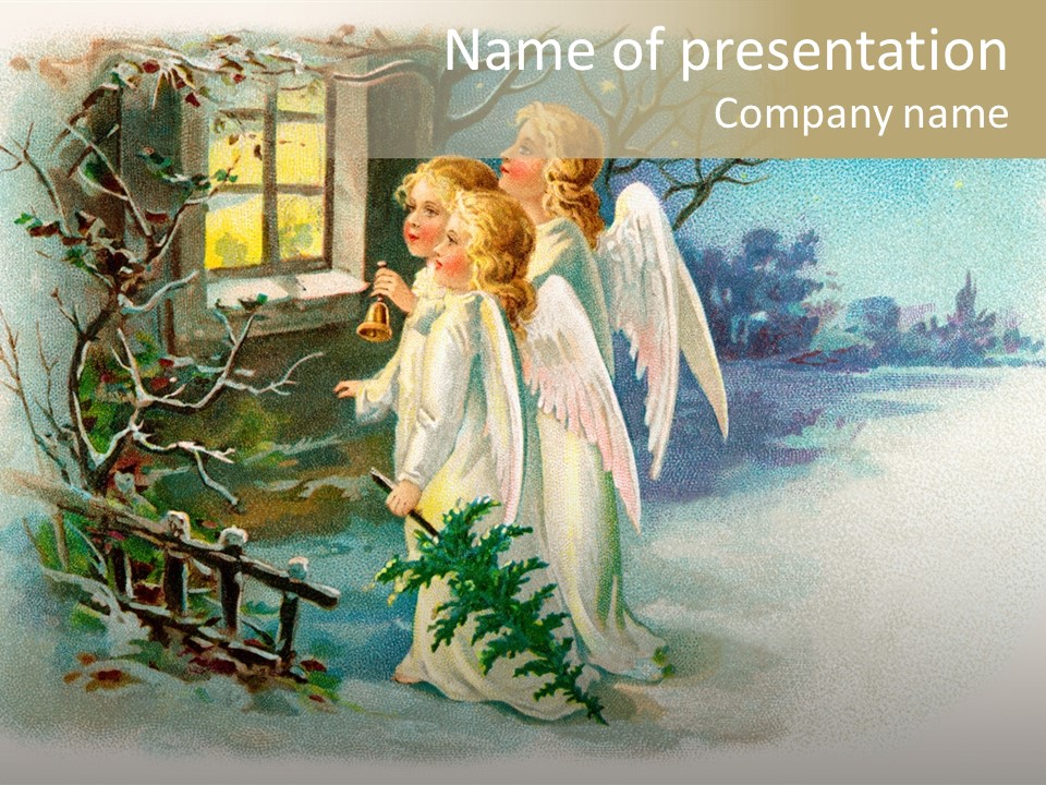 Nostalgic Cherubs Starry PowerPoint Template