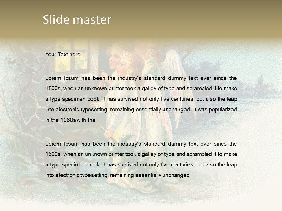 Nostalgic Cherubs Starry PowerPoint Template