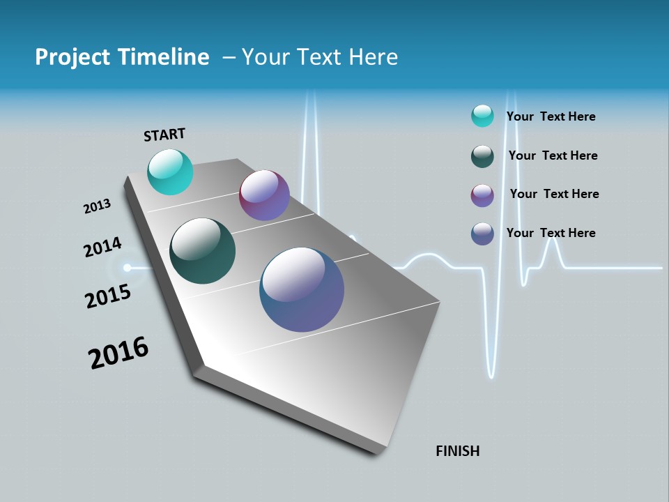 Ecg Graph Turquoise PowerPoint Template