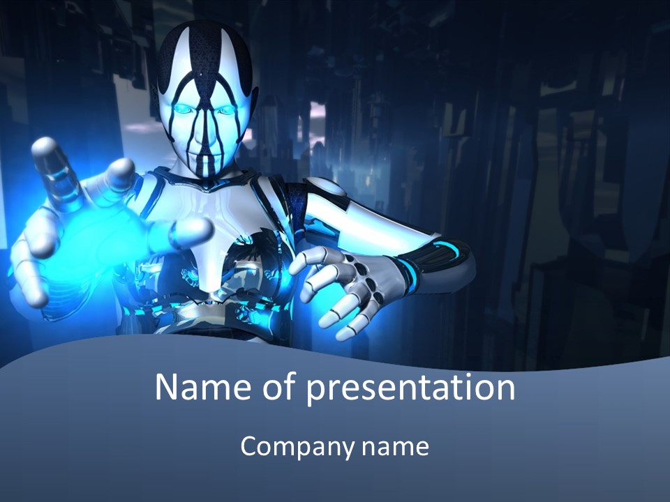 Humanoid Future Warrior PowerPoint Template