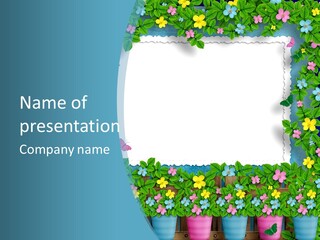 Watering Can Fence Flower PowerPoint Template