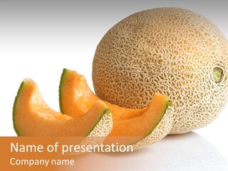 Cantaloupe White Background Organic PowerPoint Template