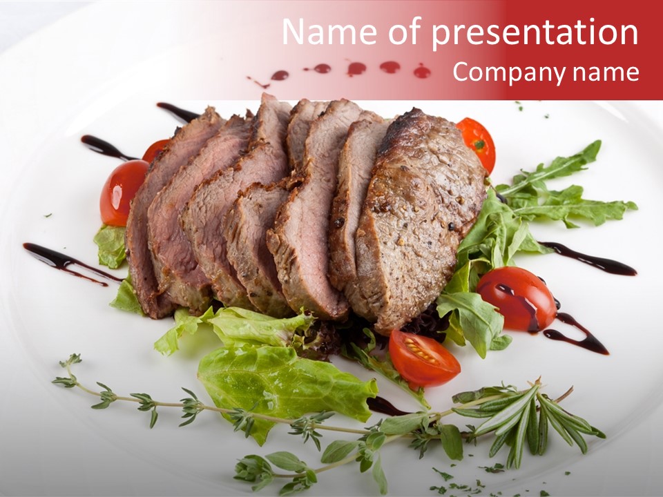 Cut Steak Charbroiled PowerPoint Template