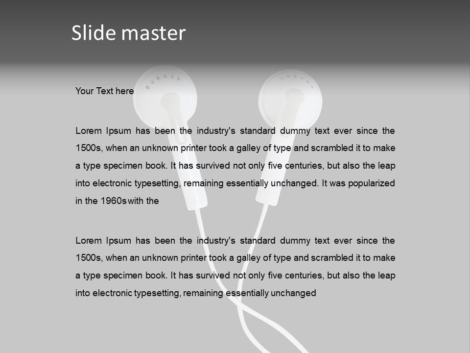 Earbud Headphone Close PowerPoint Template