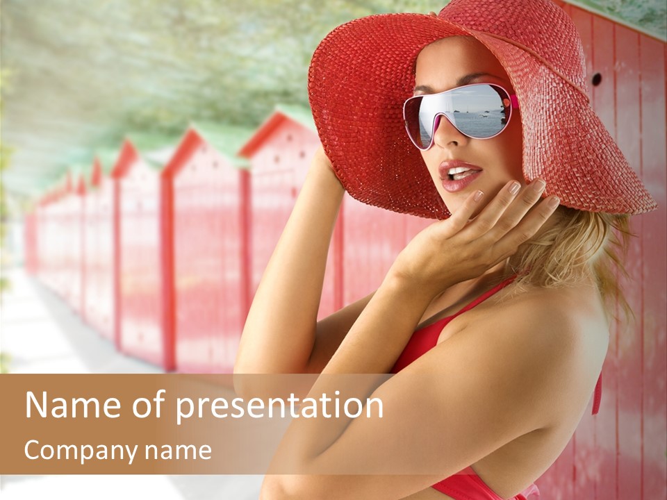 Fashion Sunglasses Seductive PowerPoint Template