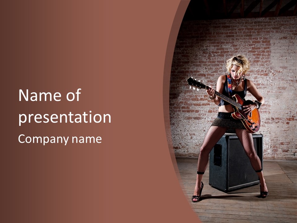 Serious Belly Guitar PowerPoint Template