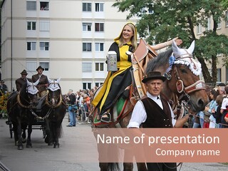Horse Fair Carriage PowerPoint Template