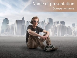 Glasses Stereo Street PowerPoint Template