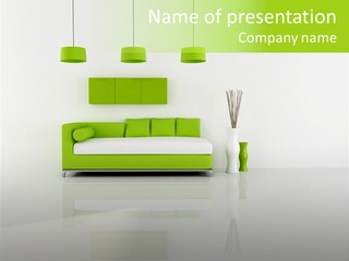 Lounge Furniture Green PowerPoint Template