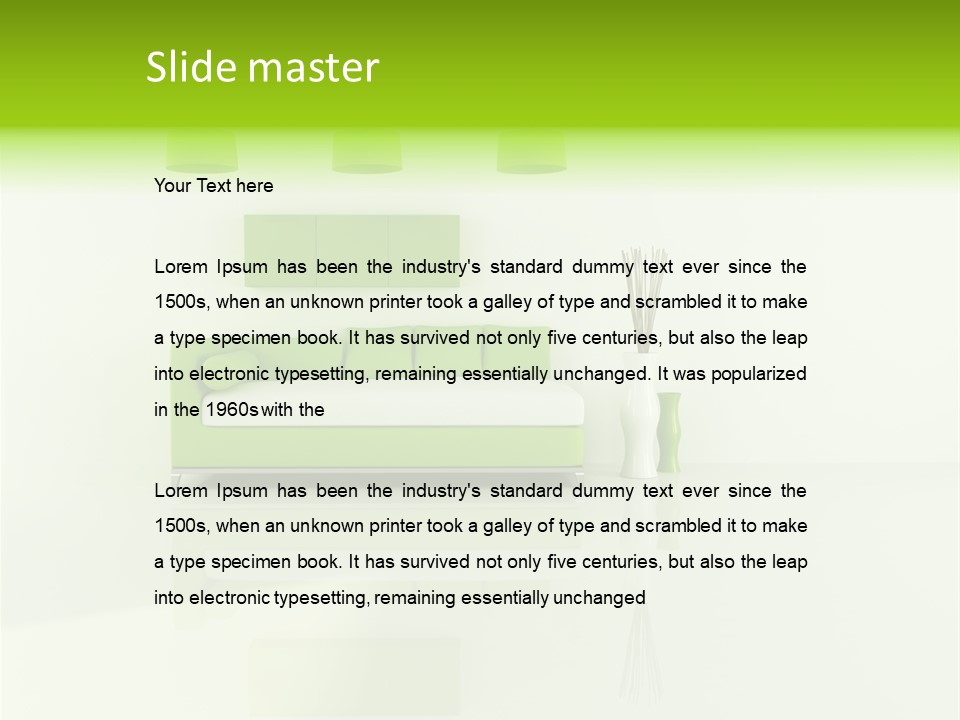 Lounge Furniture Green PowerPoint Template