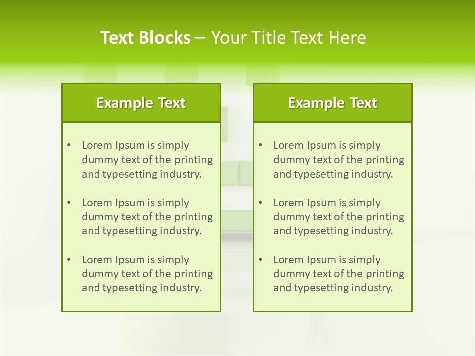 Lounge Furniture Green PowerPoint Template