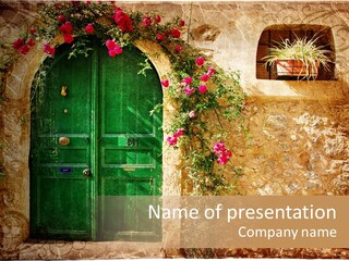 Door Medieval Exterior PowerPoint Template