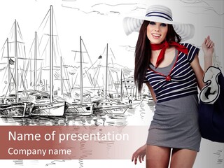 Summer Sailboat Girl PowerPoint Template