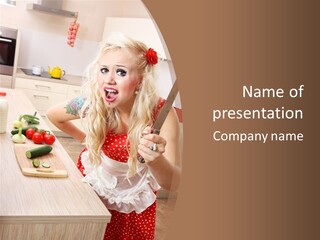 Aggressive Girl Cooking PowerPoint Template