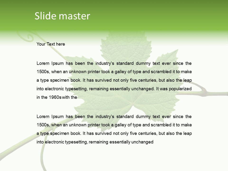 Green Isolation Grapes PowerPoint Template