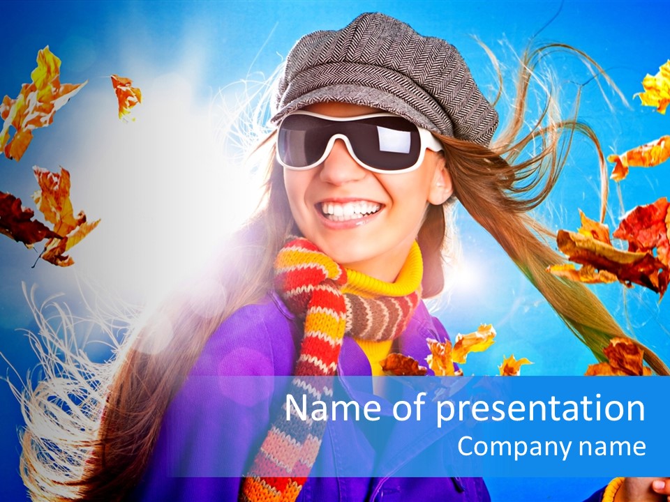 Leisure Hair Sunglasses PowerPoint Template