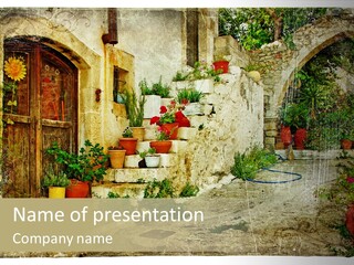 Country Flower Sandstone PowerPoint Template