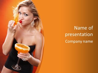 Tequila Cherry Glass PowerPoint Template