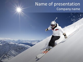 Skiing Schweiz Helmet PowerPoint Template